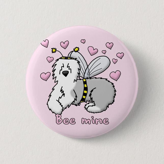 Bienen-Bergwerk-alter englischer Schäferhund Button (Vorderseite)