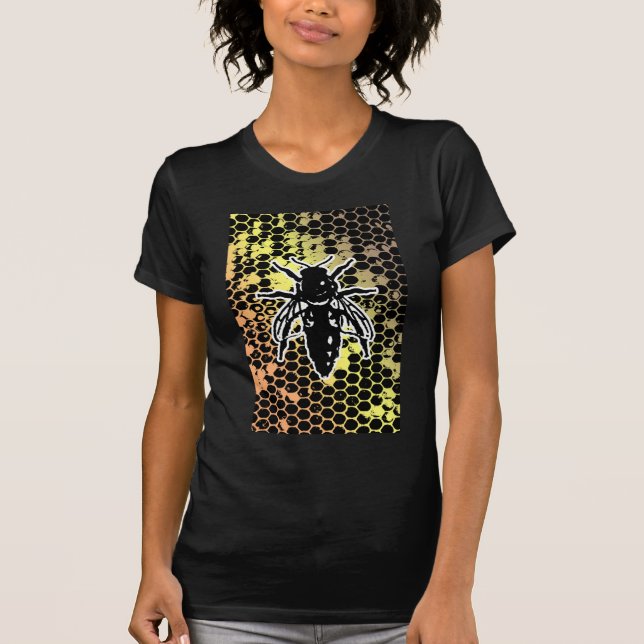 Bienen-Bienenwabe geometrisch T-Shirt (Vorderseite)
