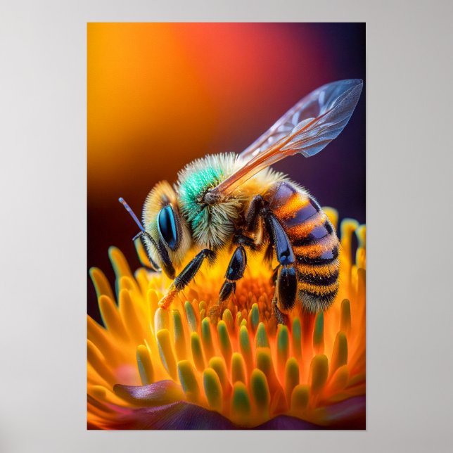 Bienen-Blume Ruhe Stille Natur Friedliche Jahresze Poster (Vorne)