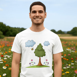 Bienen Blume und Wolken T-Shirt