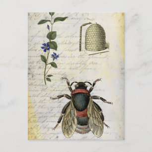Bienen-Blumen-Stock Postkarte