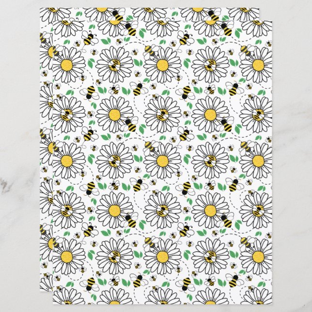 Bienen & Daisies Scrapbook Paper (Vorne/Hinten)