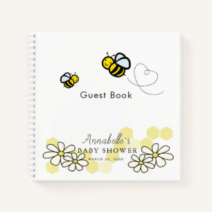 Bienen & Daisies Yellow Baby Shower Gästebuch Notizbuch