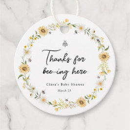 Bienen Daisis und Sonnenblumen Baby-Dusche Geschenkanhänger