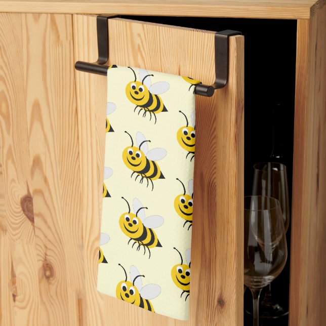 Bienen-Design mit beliebigem Hintergrundfarbe Geschirrtuch (Drittel gefaltet)
