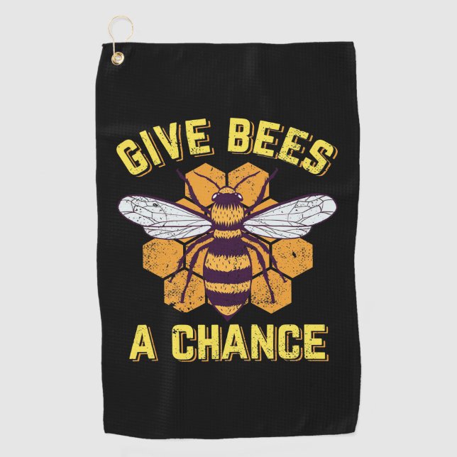 Bienen eine Chance geben Golfhandtuch (Vorderseite)