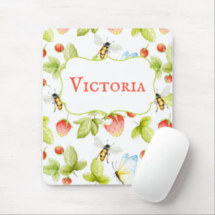 Bienen Erdbeeren Schmetterlinge Frühjahr Sommer Mousepad
