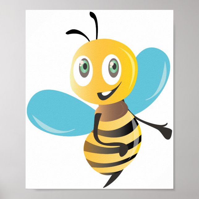 Bienen freudig glückliche Hummel Cartoon Poster (Vorne)