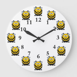 Bienen Funny Cartoon Hummelnummern Große Wanduhr