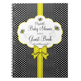 Bienen-gelbes und schwarzes Babyparty-Gast-Buch | Notizblock