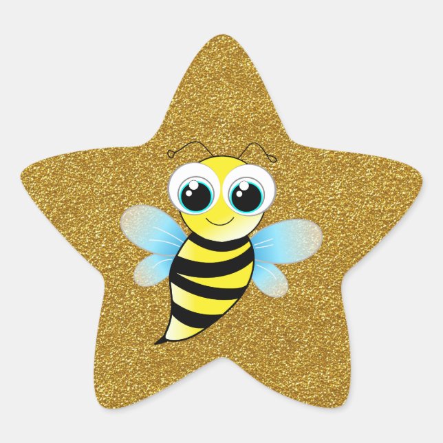 Bienen-Goldstern Stern-Aufkleber (Vorderseite)