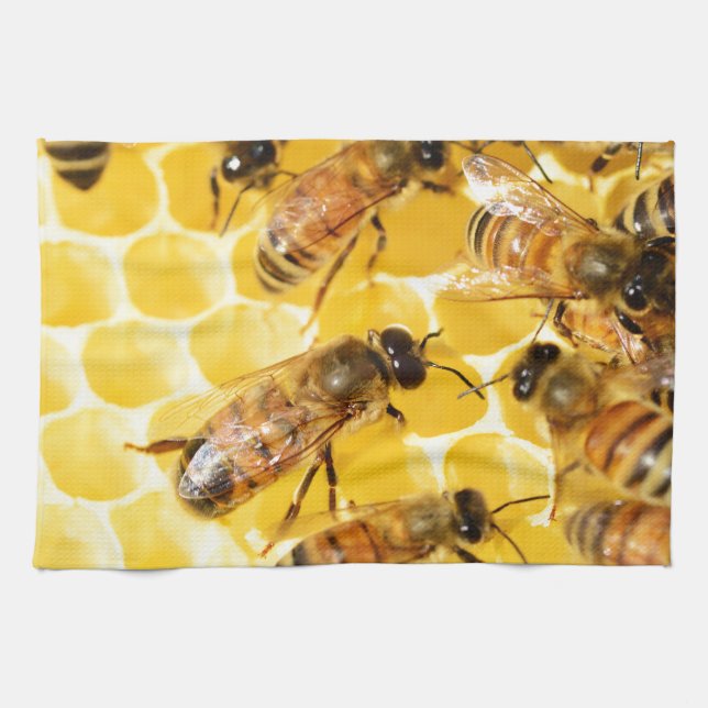 Bienen Hive Honey Comb Sweet Dessert Yellow Handtuch (Horizontal)