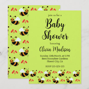 Bienen Honigbiene Rote Blumen Biene Baby Shower Einladung