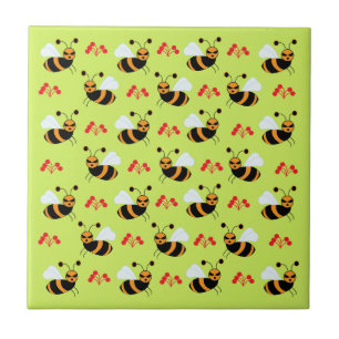 Bienen Honigbiene Rote Blumen Muster Fliese