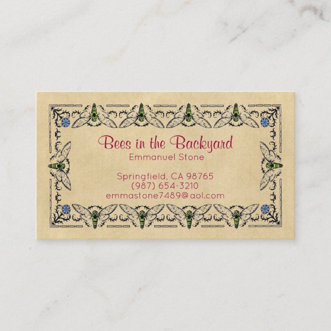 Bienen im Hinterhof-Bienenstock-Sepia Visitenkarte (Vorderseite)