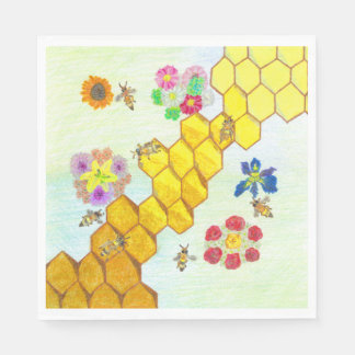 Bienen in Schönheit farbenfroh Blumenpapier Napkin Serviette