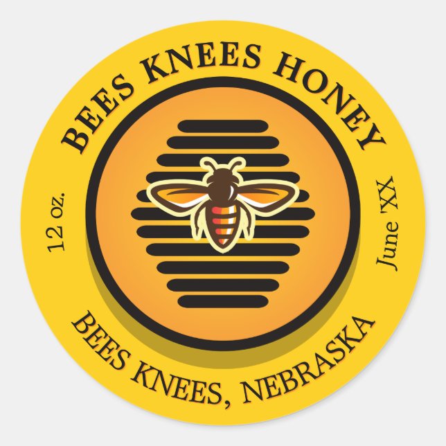 Bienen Knees Golden Honey Jar Classic Round Sticke Runder Aufkleber (Vorderseite)