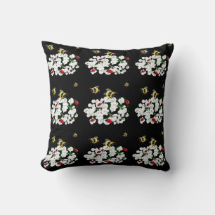 Bienen Ladybirds white black Art by LeahG Kissen