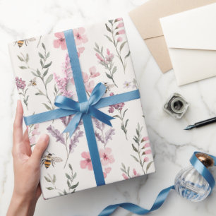 Bienen Lavendel Rosa Blumen Geburtstag Geschenkpapier