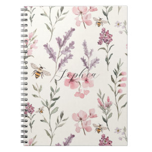 Bienen Lavendel Rosa Blumen Notizblock