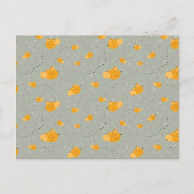Bienen Liebe Bee Happy Postcard - Green Postkarte (Vorderseite)