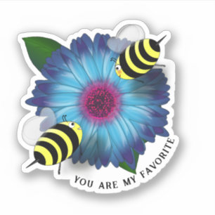 Bienen-Lunch-Date auf blauer Blume Aufkleber