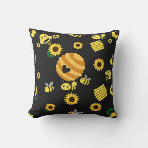 Bienen mit Bienenstöcken und Sonnenblumen Kissen