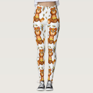 Bienen mit einem Honigbär fliegen Leggings