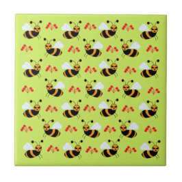 Bienen Rote Blume Muster Fliese