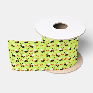 Bienen Rote Blume Muster Satinband
