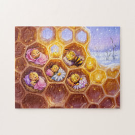 Bienen schlafen in Honigwaben unter weicher Blüten Puzzle