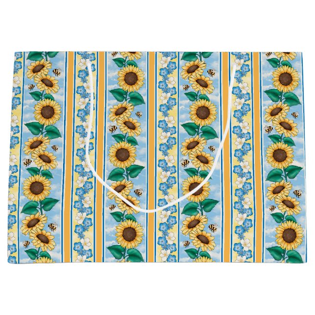 Bienen Sonnenblumen Geschenkbeutel Große Geschenktüte (Vorderseite)