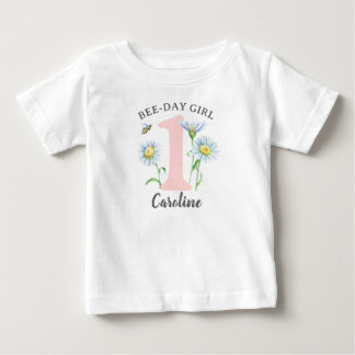 Bienen-Tag Mädchen-Shirt mit Rosa und Gänseblümche Baby T-shirt