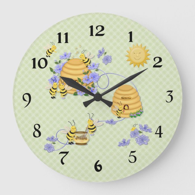 Bienen-Tanz-Party Große Wanduhr (Vorderseite)