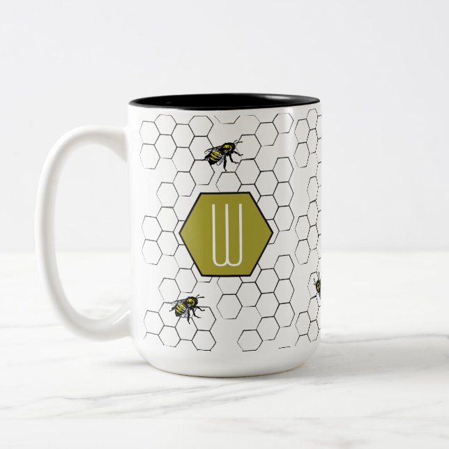 Bienen-u. der Bienenwaben-| Monogramm Zweifarbige Tasse (Links)