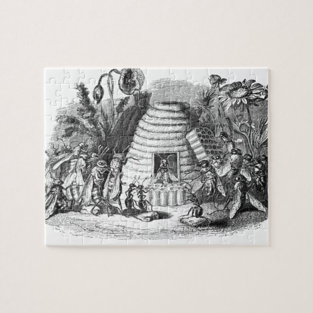 Bienen und Arbeiterbienen am Bienenstock Puzzle (Horizontal)