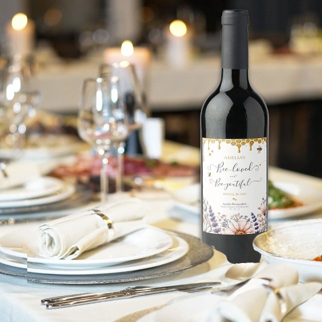 Bienen- und Bienenjugendliches Brautparty Weinetikett (Von Creator hochgeladen)