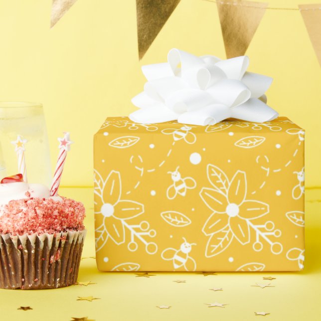 Bienen und Blume Gelber Geburtstag Geschenkpapier (Geburtstagsparty)