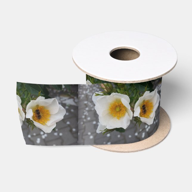 Bienen und Blume im Frühjahr Satinband (Spule)