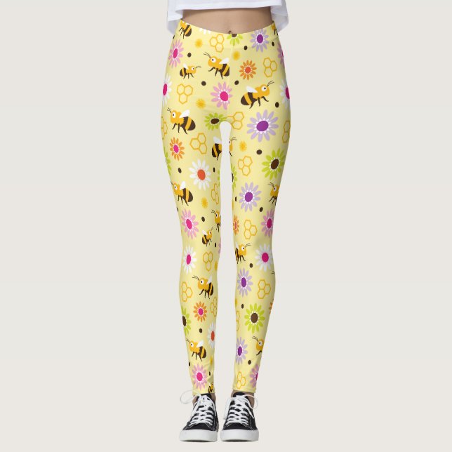 Bienen und Blume Leggings (Vorderseite)