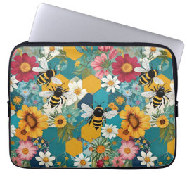 Bienen und Blumen Biene Blumenmuster Laptopschutzhülle