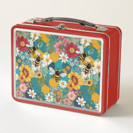 Bienen und Blumen Biene Blumenmuster Metall Brotdose
