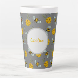 Bienen und Buttercups auf Grau Milchtasse