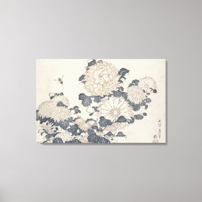 Bienen und Chrysanthemen Leinwanddruck (Vorderseite)