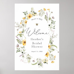 Bienen und delikate Wildblume Brautparty Willkomme Poster