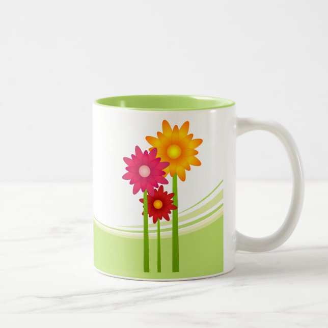 Bienen-und Gänseblümchen-Blumen-Garten Zweifarbige Tasse (Rechts)