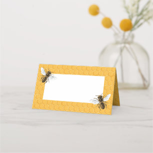 Bienen und gelbe Honigwaben Platzkarte