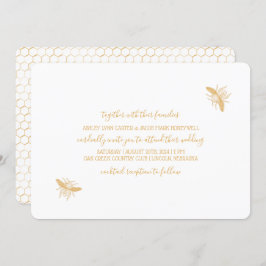 Bienen und goldenes Honigwabenmuster Hochzeit 2 Einladung