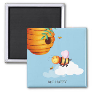 Bienen und Honigbienen illustriert personalisiert Magnet