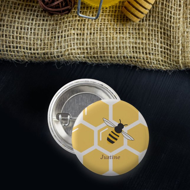 Bienen und Honigwaben Button (Bee and Honeycomb Button)